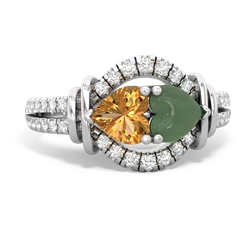 Citrine Art-Deco Keepsake 14K White Gold ring R5630