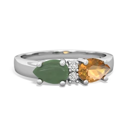 Citrine Pear Bowtie 14K White Gold ring R0865