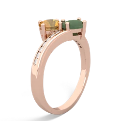 Citrine Channel Set Two Stone 14K Rose Gold ring R5303