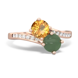 Citrine Channel Set Two Stone 14K Rose Gold ring R5303