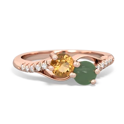 Citrine Infinity Pave Two Stone 14K Rose Gold ring R5285