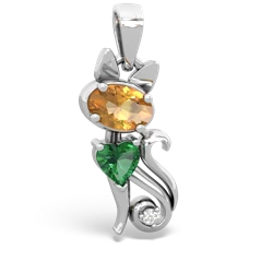 Citrine Kitten 14K White Gold pendant P5780