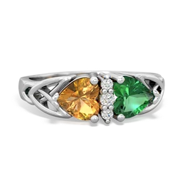 Citrine Celtic Knot Double Heart 14K White Gold ring R5040