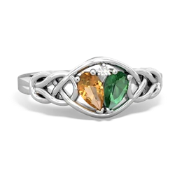 Citrine Celtic Love Knot 14K White Gold ring R5420