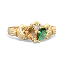 Citrine 'Our Heart' Claddagh 14K Yellow Gold ring R2388