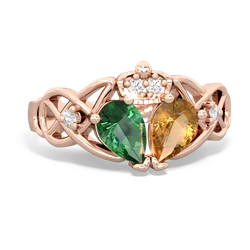 Citrine 'One Heart' Celtic Knot Claddagh 14K Rose Gold ring R5322