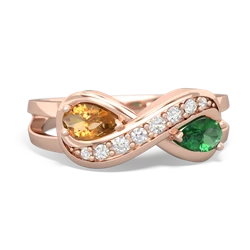 Citrine Diamond Infinity 14K Rose Gold ring R5390