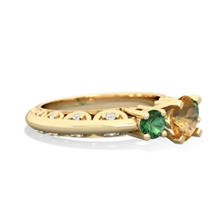 Citrine Art Deco Eternal Embrace Engagement 14K Yellow Gold ring C2003