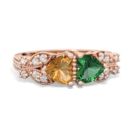 Citrine Diamond Butterflies 14K Rose Gold ring R5601