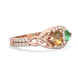 Citrine Sparkling Celtic Knot 14K Rose Gold ring R2645