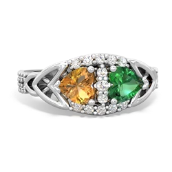 Citrine Sparkling Celtic Knot 14K White Gold ring R2645