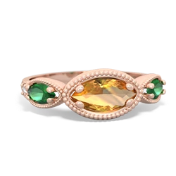 Citrine Milgrain Marquise 14K Rose Gold ring R5700