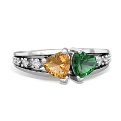 Citrine Heart To Heart 14K White Gold ring R3342