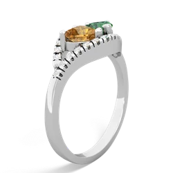 Citrine Mother And Child 14K White Gold ring R3010