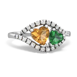 Citrine Mother And Child 14K White Gold ring R3010