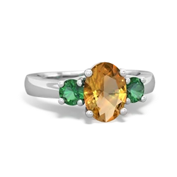 Citrine Three Stone Oval Trellis 14K White Gold ring R4024