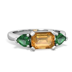 Citrine Three Stone 14K White Gold ring R5235