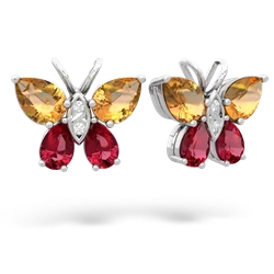 Citrine Butterfly 14K White Gold earrings E2215