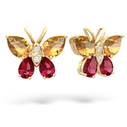 Citrine Butterfly 14K Yellow Gold earrings E2215