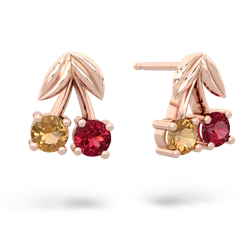 Citrine Sweet Cherries 14K Rose Gold earrings E7001