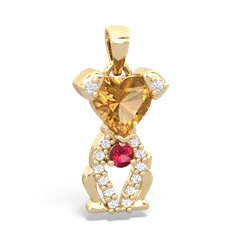 Citrine Puppy Love 14K Yellow Gold pendant P5800