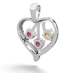 Citrine Glowing Heart 14K White Gold pendant P2233