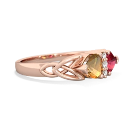 Citrine Celtic Knot Double Heart 14K Rose Gold ring R5040