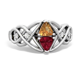 Citrine Keepsake Celtic Knot 14K White Gold ring R5300