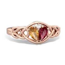 Citrine Celtic Love Knot 14K Rose Gold ring R5420