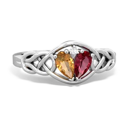 Citrine Celtic Love Knot 14K White Gold ring R5420