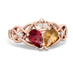Citrine 'One Heart' Celtic Knot Claddagh 14K Rose Gold ring R5322