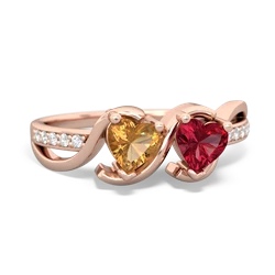 Citrine Side By Side 14K Rose Gold ring R3090