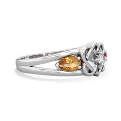 Citrine Hearts Intertwined 14K White Gold ring R5880