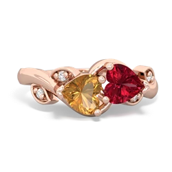 Citrine Floral Elegance 14K Rose Gold ring R5790