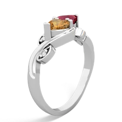 Citrine Floral Elegance 14K White Gold ring R5790