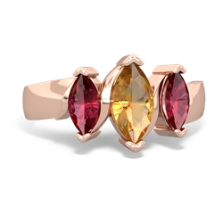 Citrine Three Peeks 14K Rose Gold ring R2433