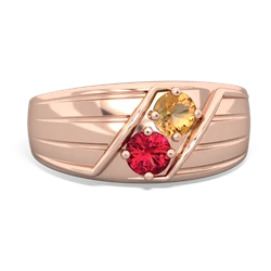 Citrine Men's Streamline 14K Rose Gold ring R0460