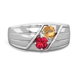 Citrine Men's Streamline 14K White Gold ring R0460