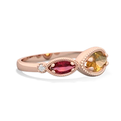 Citrine Milgrain Marquise 14K Rose Gold ring R5700