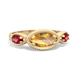 Citrine Milgrain Marquise 14K Yellow Gold ring R5700