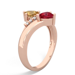 Citrine Heart To Heart 14K Rose Gold ring R2064