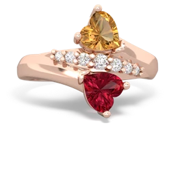 Citrine Heart To Heart 14K Rose Gold ring R2064