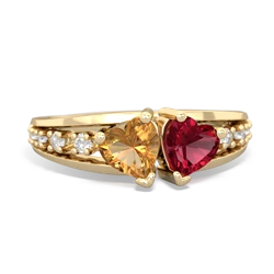 Citrine Heart To Heart 14K Yellow Gold ring R3342