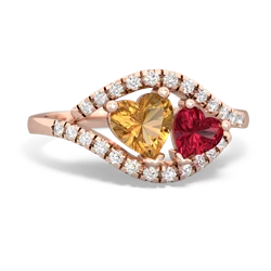 Citrine Mother And Child 14K Rose Gold ring R3010