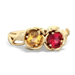 Citrine Rose Garden 14K Yellow Gold ring R5510