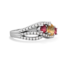 Citrine Three Stone Aurora 14K White Gold ring R3080