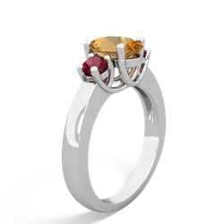 Citrine Three Stone Oval Trellis 14K White Gold ring R4024