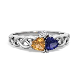 Citrine Heart To Heart Braid 14K White Gold ring R5870