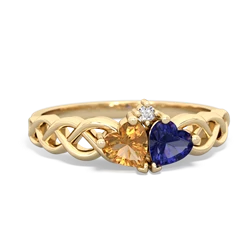 Citrine Heart To Heart Braid 14K Yellow Gold ring R5870