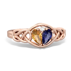 Citrine Celtic Love Knot 14K Rose Gold ring R5420